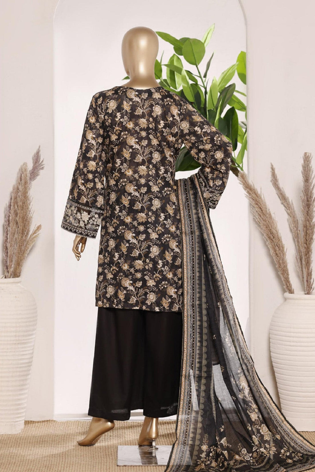Bin Saeed Stitched 3 Piece Embroidery Lawn Short Length With Broad Flapper Eid Edition Collection 2026 D#02