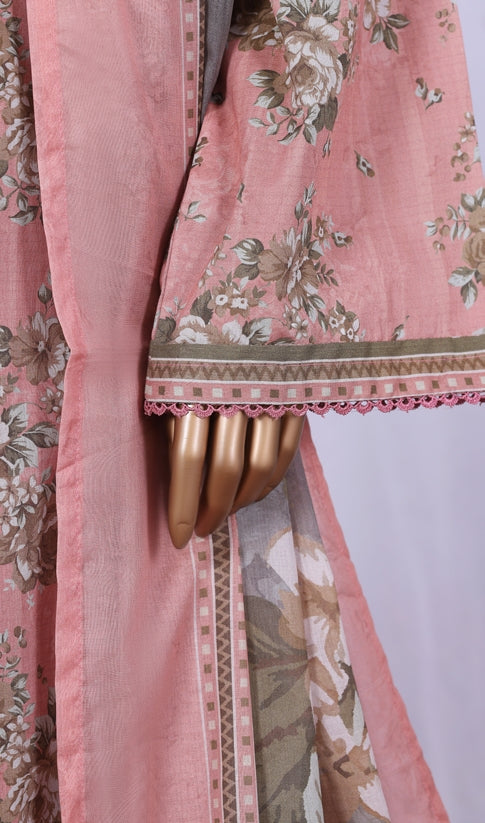 BIN SAEED Printed Cotton 3pcs Stitched Vol-10 3Piece Stitched COLLECTION 2025 D-03 T.Pink