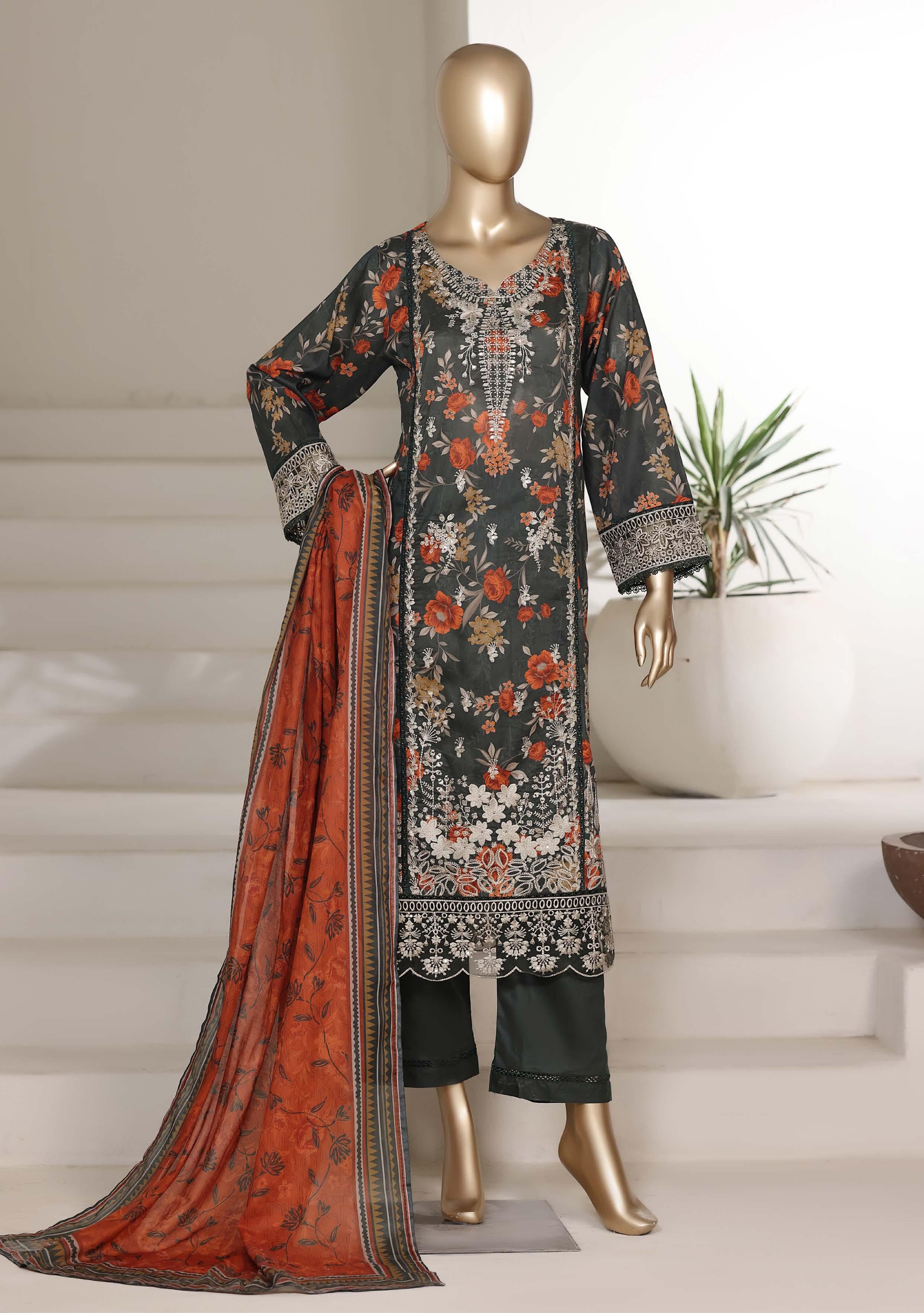 Sadabahar Luxury Signature  Lawn Embroidery 3Piece Stitched Vol-03 COLLECTION 2026. D-01