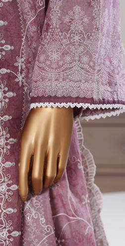 Bin Saeed Luxury Lawn White & White Chickenkari Embroidery 3Piece Stitched COLLECTION 2026. D-03