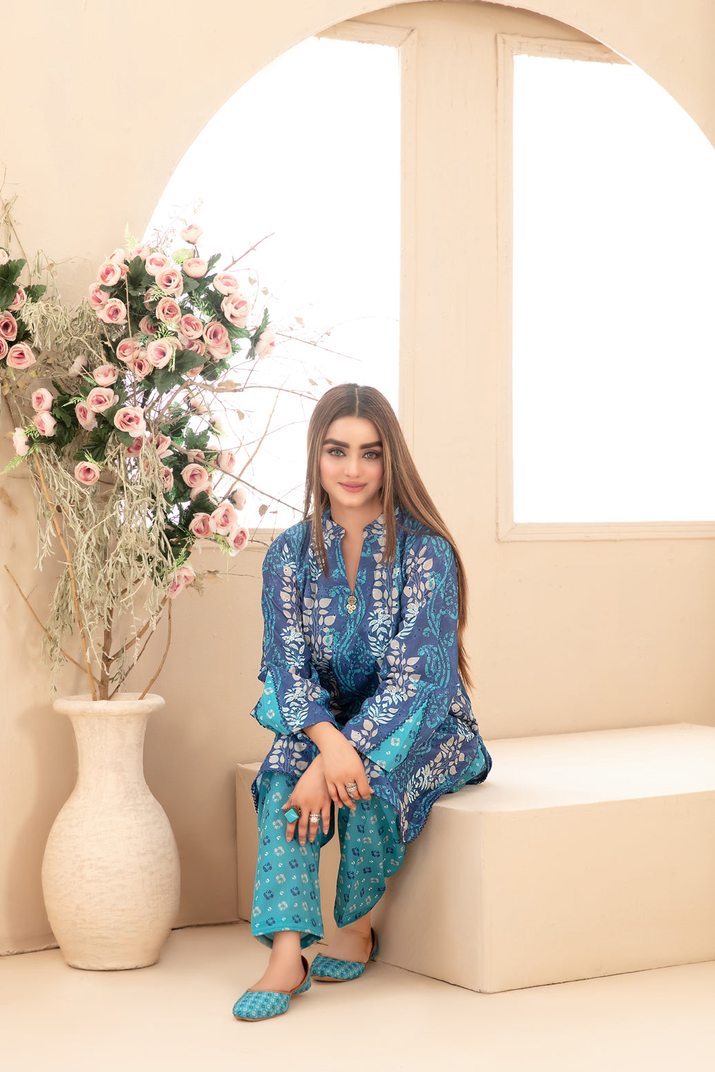Tawakkal Dilfa 2Piece Stitched Schiffli Embroidery Swiss With Khussa Collection 2026. D-02