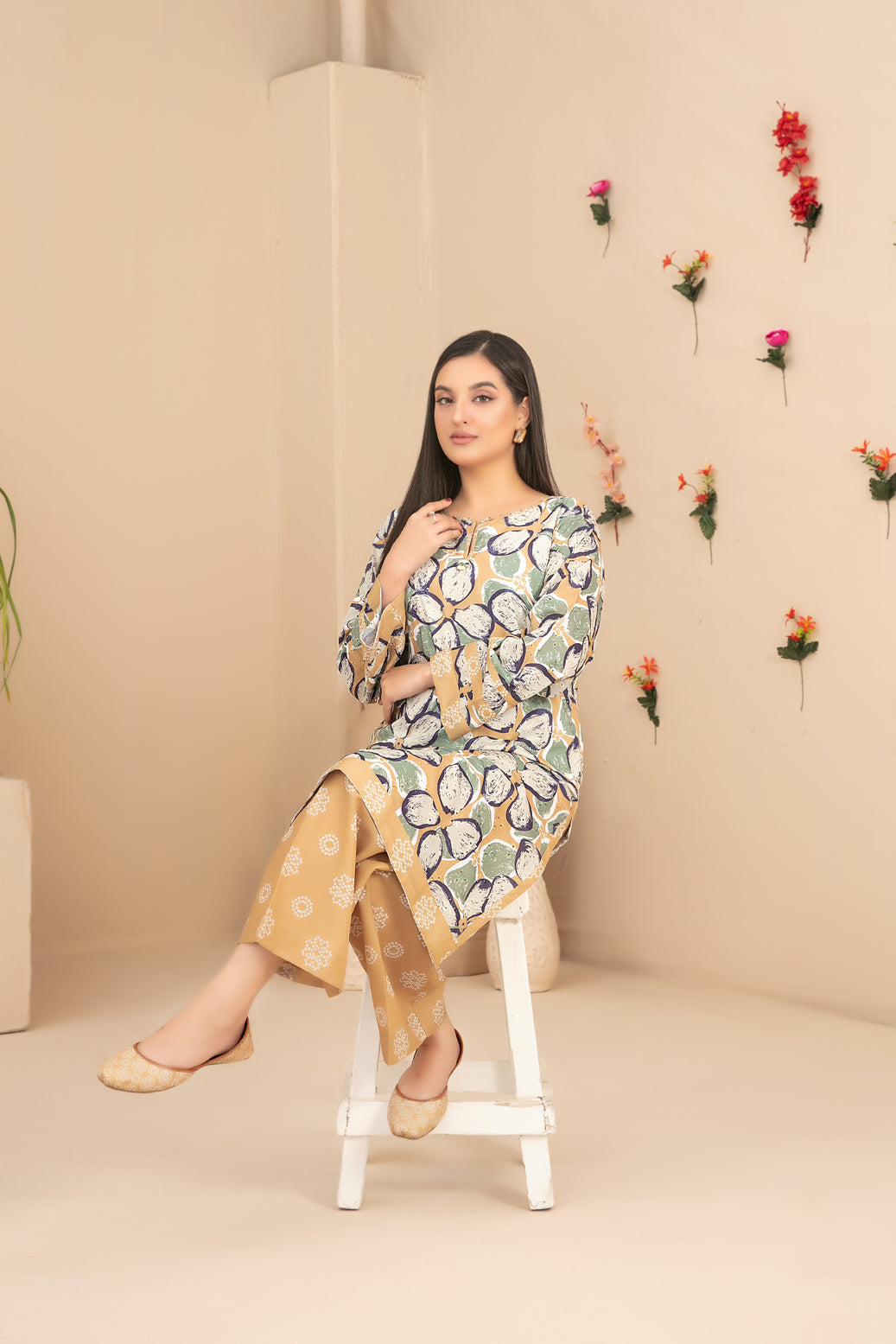 Tawakkal Dilfa 2Piece Stitched Schiffli Embroidery Swiss With Khussa Collection 2026. D-04