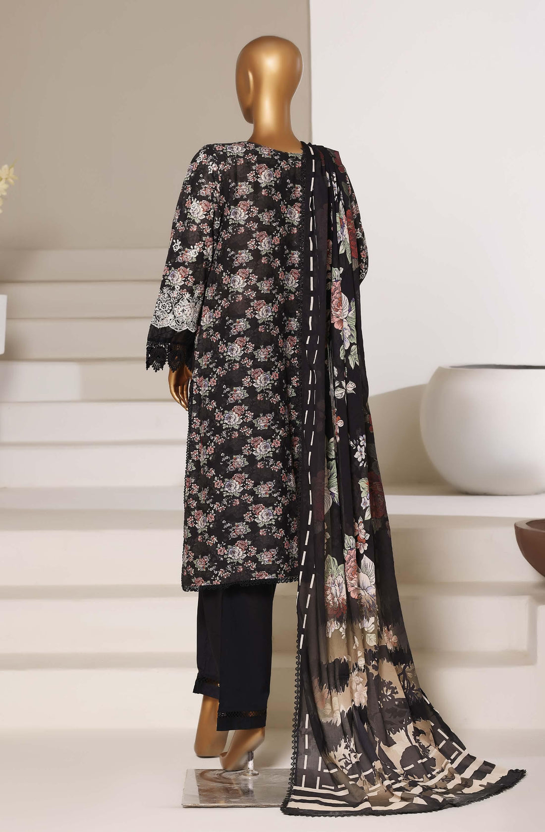 Sadabahar Luxury Fussion Lace Cut Work Lawn Embroidery 3Piece Stitched COLLECTION 2026. D-03