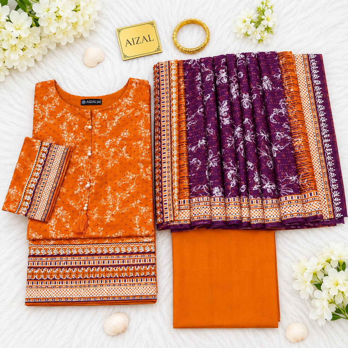 Aizal Luxury Lawn Printed Vol-1 3Piece Stitched Collection 2026 D#-10