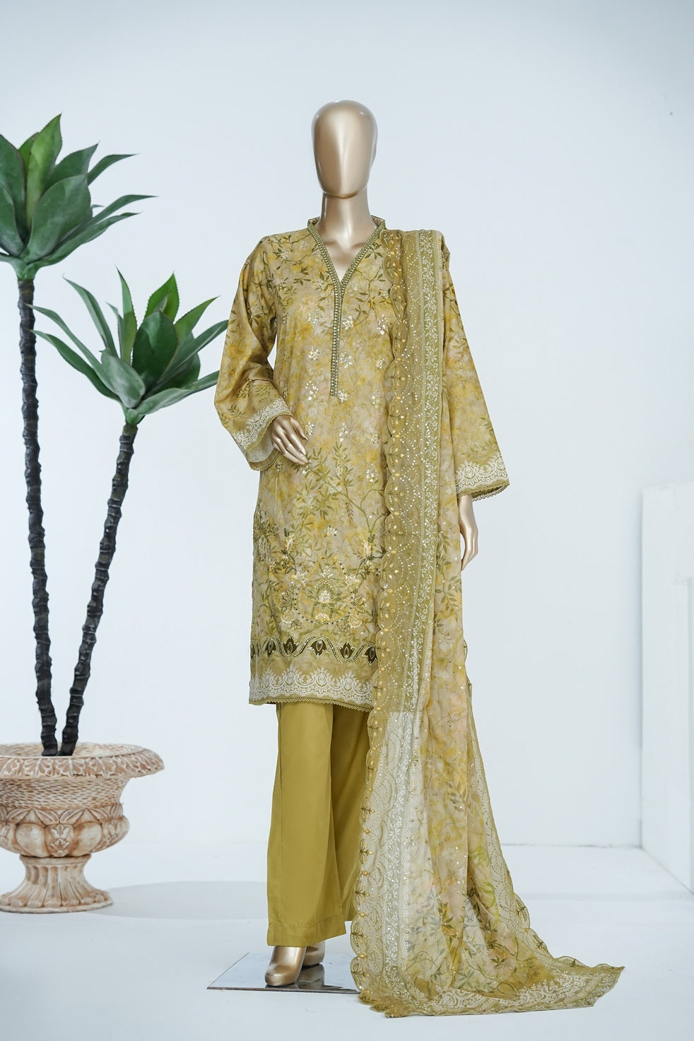 Bin Saeed Luxury Laserkari Chikenkari Lawn With Digital Printed With Embroidery Lawn Dupatta 3Piece Stitched Vol-02 Collection 2026. D#-11
