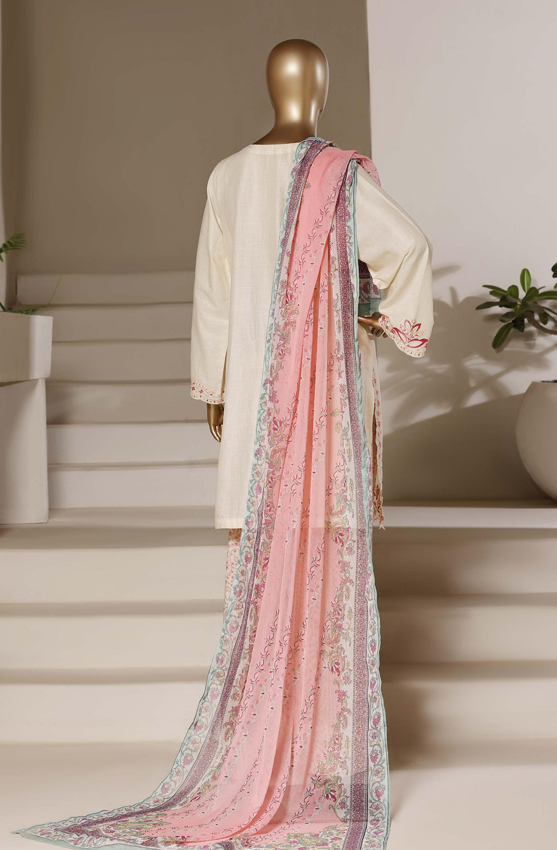 Sadabahar Luxury Eclair Solid  Textured Lawn Embroidery With Digital Printed Chiffon Dupatta With Printed Farshi Shalwar 3Piece Stitched Festive Edition Collection 2026. D#-08
