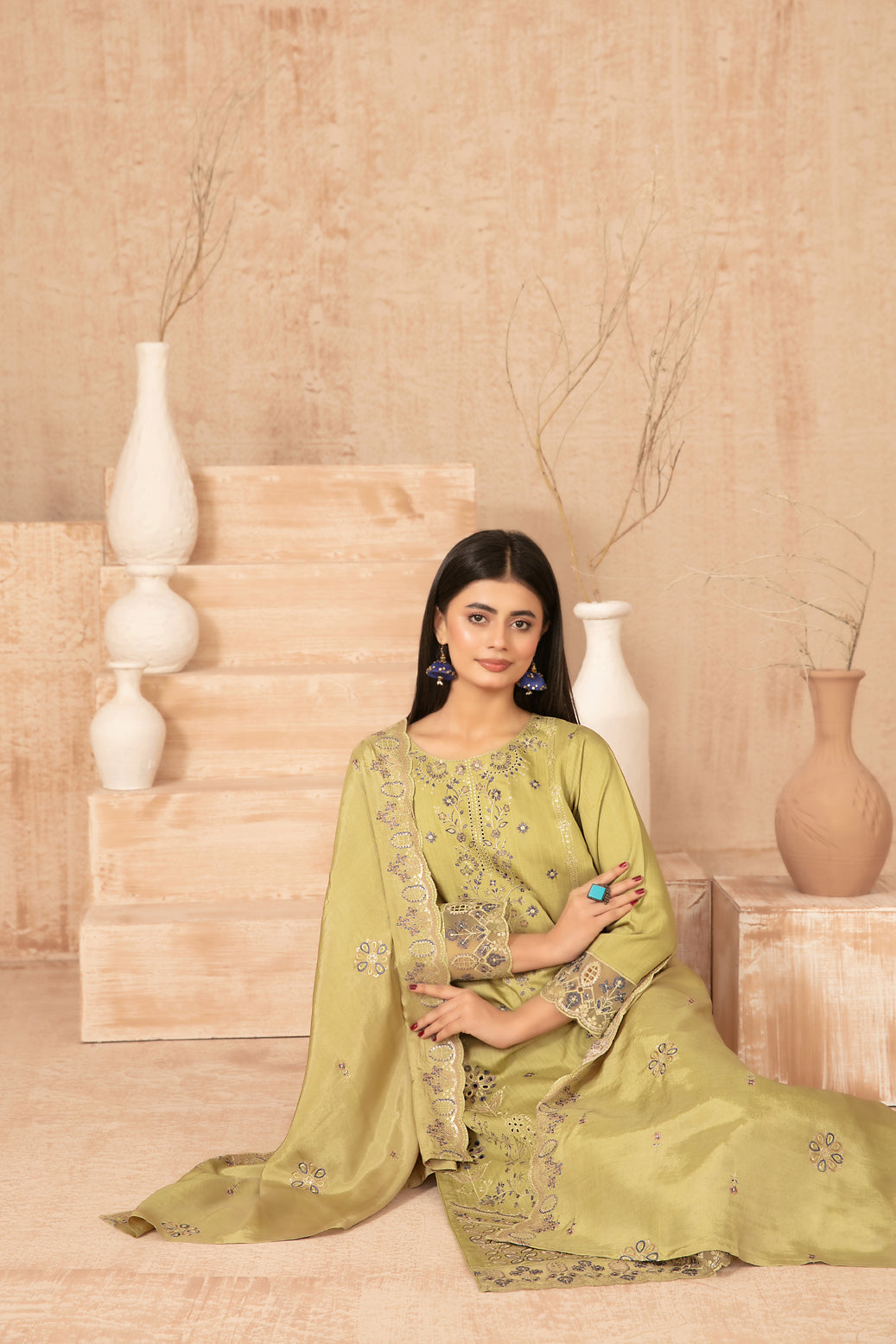 Nisrine By Tawakkal Embroidery Viscous Slub 3Piece Unstitched Collection 2025. D-02