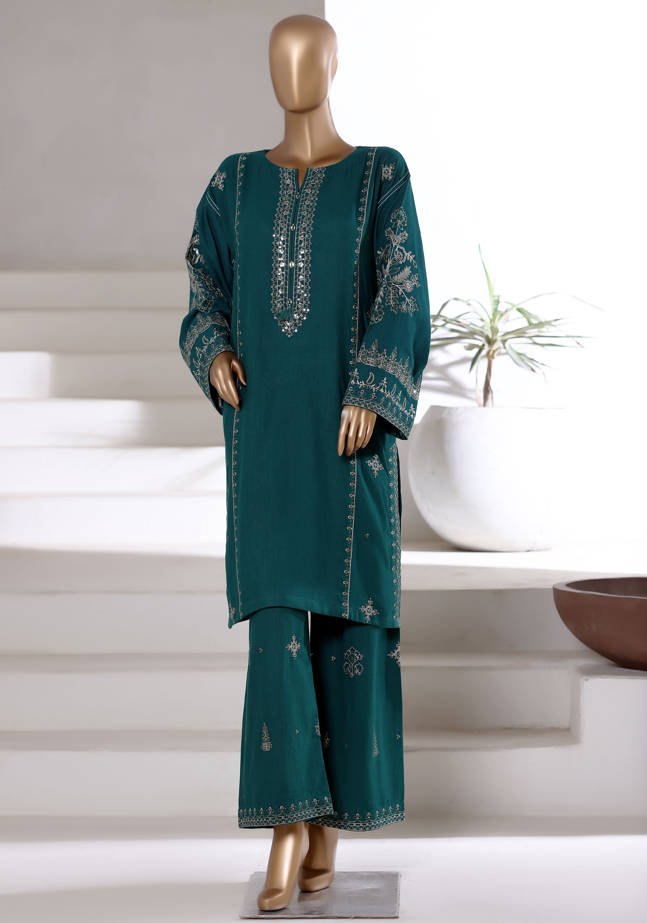 SADABAHAR Vybe Khaddar Embroidered Set 2PlECE STITCHED Vol-04 COLLECTION 2025 D-308 C-Green