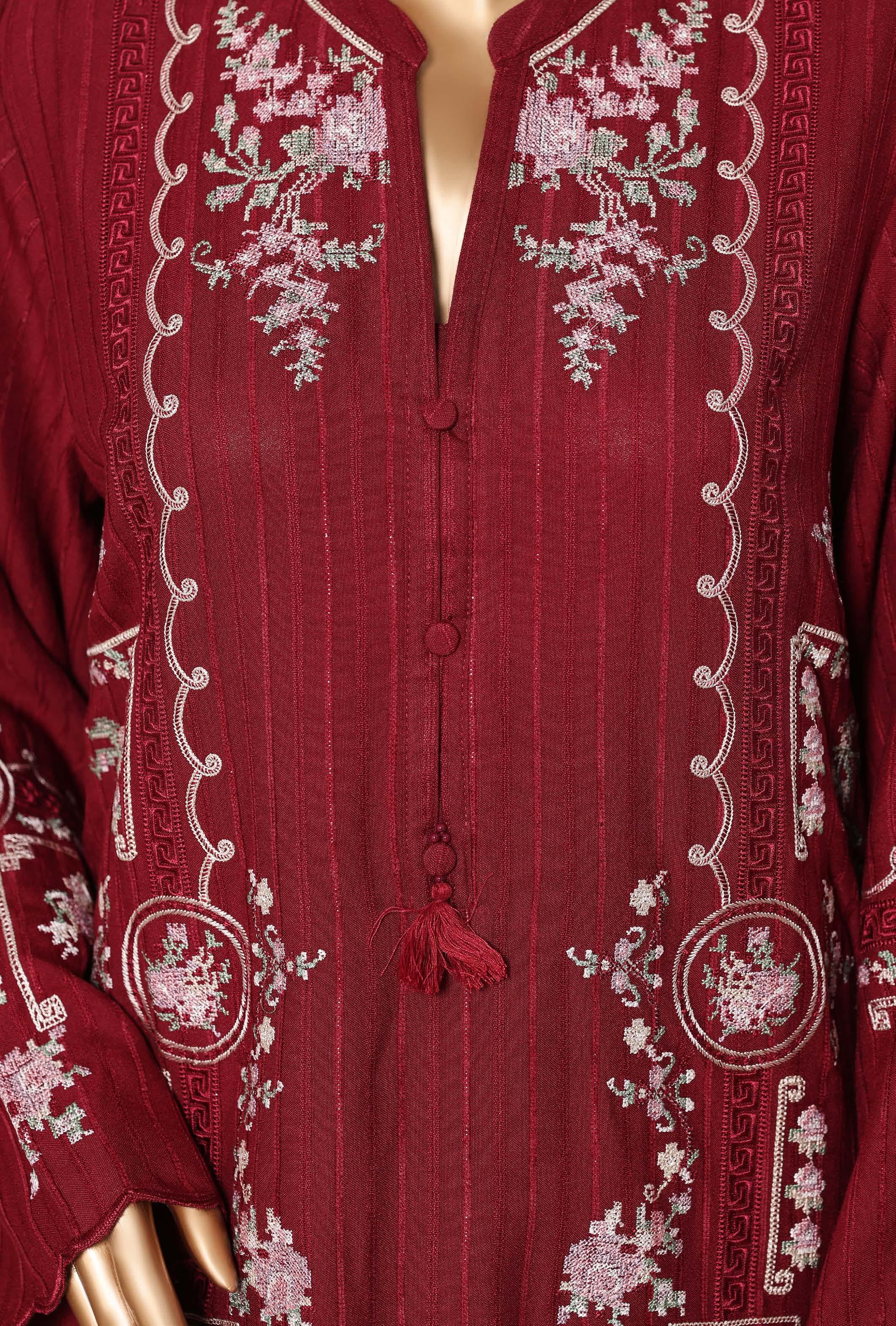 Sadabahar Stitched Winter Embroidery Dhanak 3Piece With Palachi Shwal Collection 2025 SDPL -02