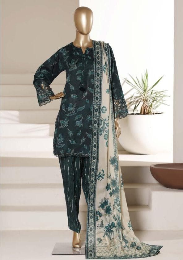 Sadabahar Malika Embroidery Lawn Short Length With Shalwar With Lawn Printed Dupatta  3Piece Stitched Vol-01 Collection 2026 D#05