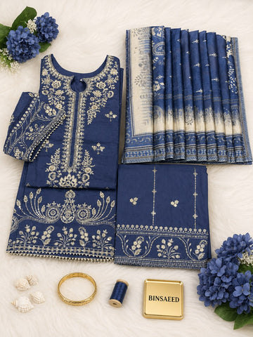 Bin Saeed Luxury Jacquard Lawn Embroidery 3Piece Stitched Vol -02 Collection 2026 D#-05