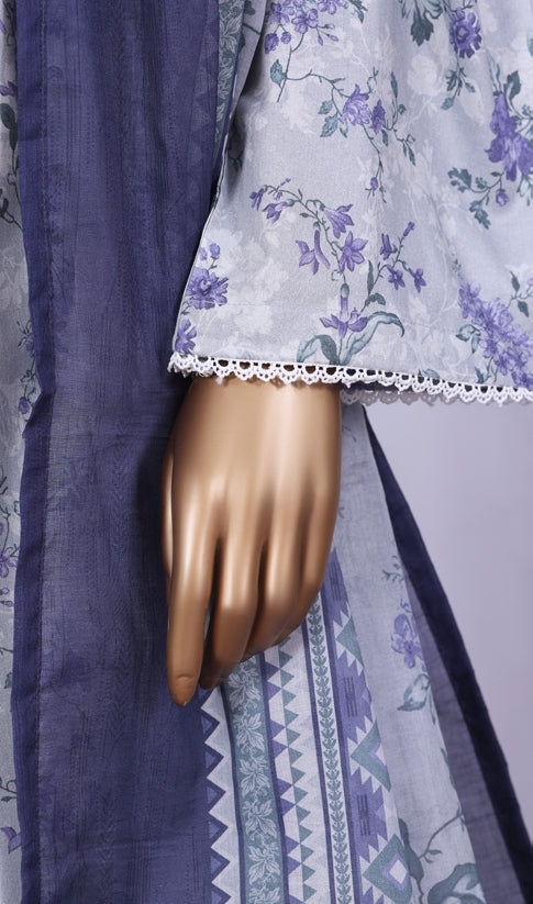 BIN SAEED Printed Cotton 3pcs Stitched Vol-10 3Piece Stitched COLLECTION 2025 D-05 Grey