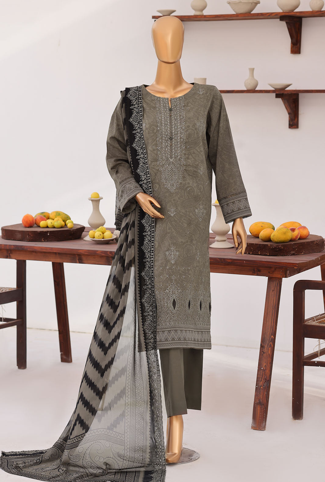 Premium Venice By HZ Textiles Embroidered With Chiffon Embroidery Dupatta Lawn Suit Unstitched 3 Piece Collection 2026 D#-06