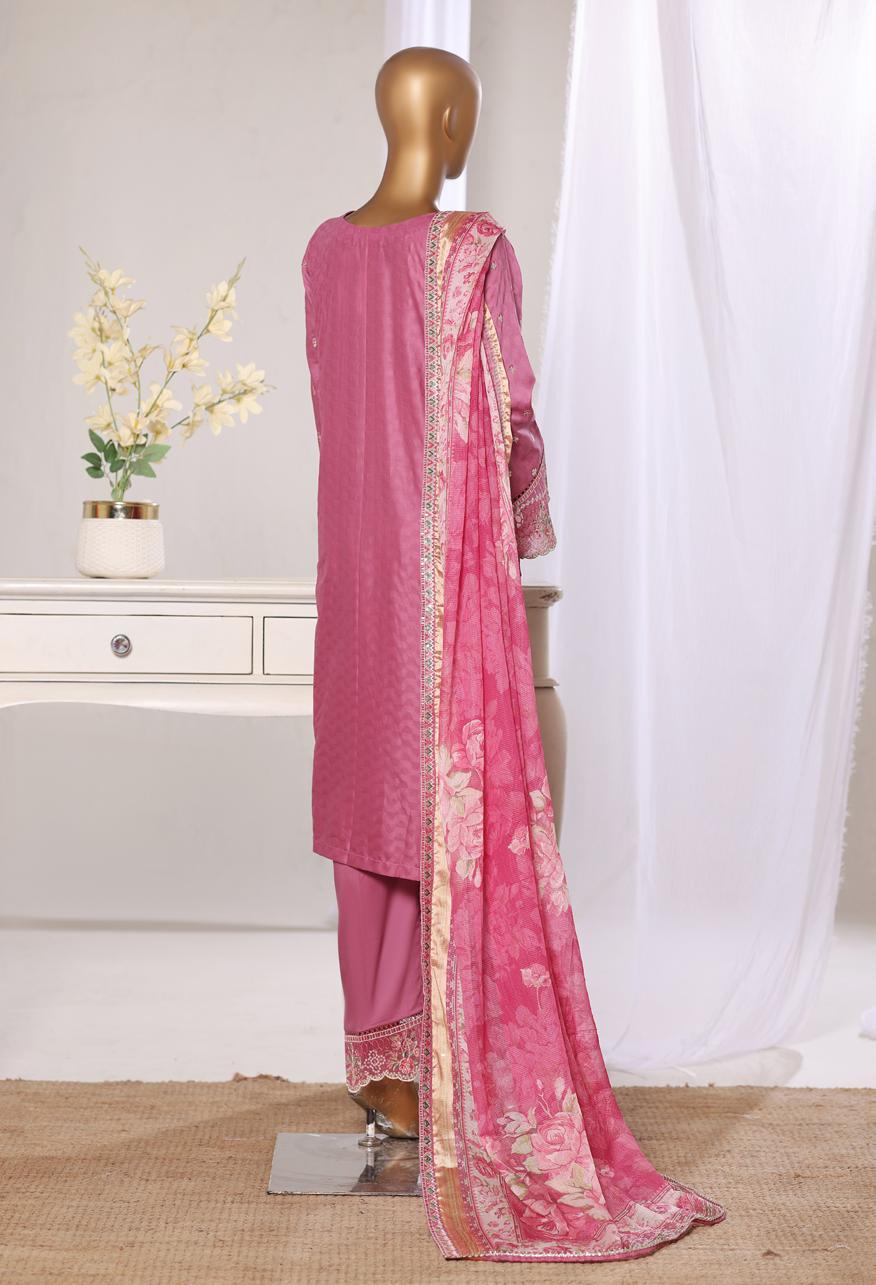 Bin Saeed Luxury Lawn Jacquard Fetive Embroidery 3Piece Stitched COLLECTION 2026. D-08