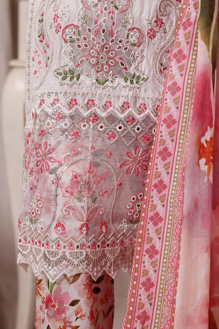 Bin Saeed Luxury Laserkari Lawn With Digital Printed Lawn Dupatta 3Piece Stitched Vol-01 Collection 2026. D#-01