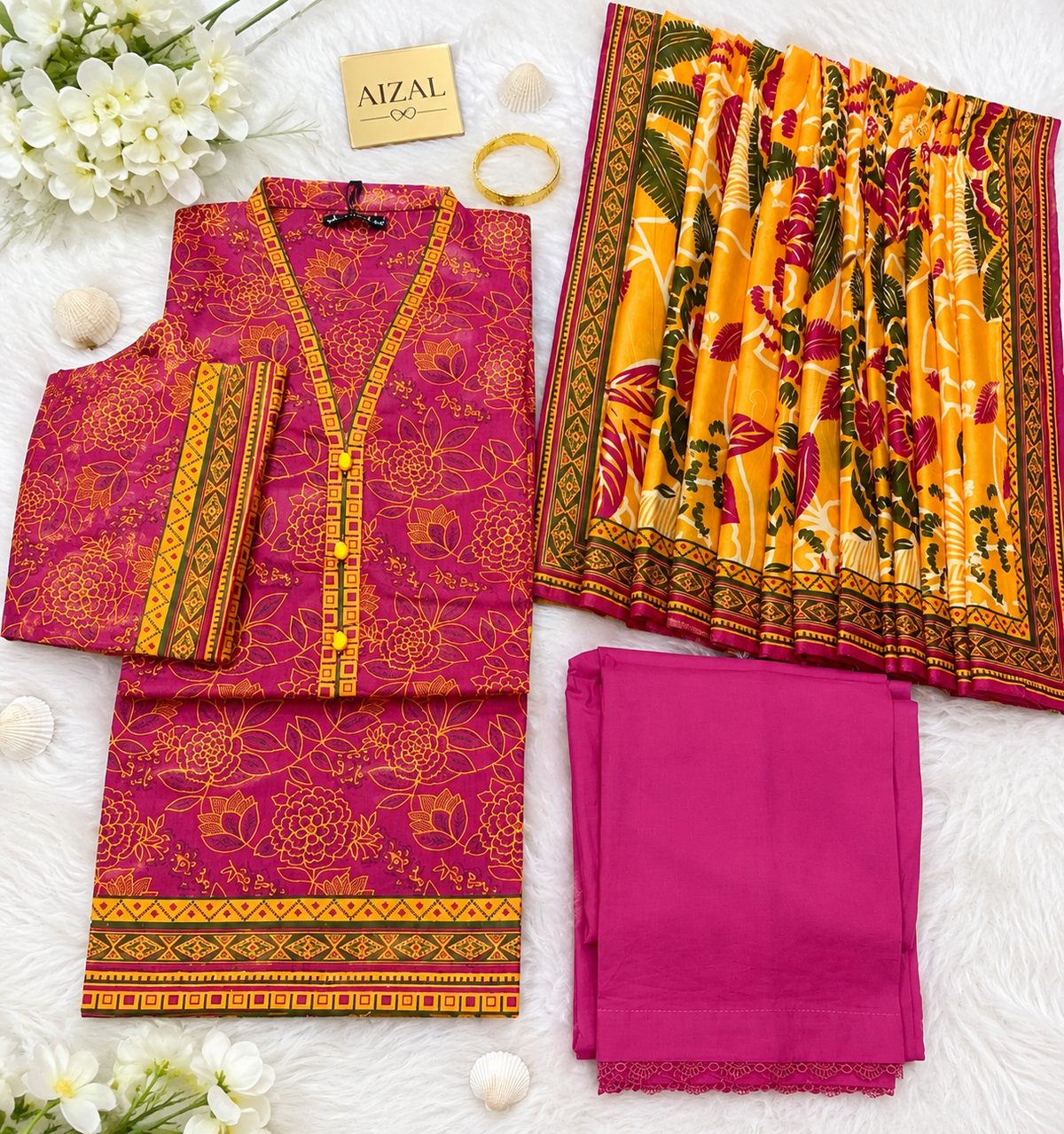 Aizal Luxury Lawn Printed Vol-1 3Piece Stitched Collection 2026 D#-08