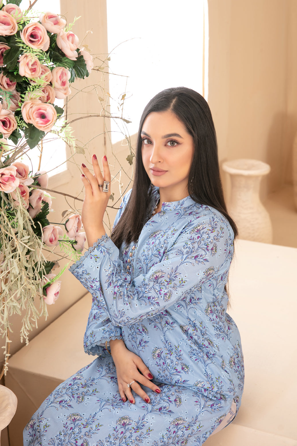 Tawakkal Dilfa 2Piece Stitched Schiffli Embroidery Swiss With Khussa Collection 2026. D-06