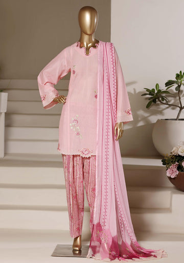 Sadabahar Luxury Eclair Solid  Textured Lawn Embroidery With Digital Printed Chiffon Dupatta With Printed Farshi Shalwar 3Piece Stitched Festive Edition Collection 2026. D#-06