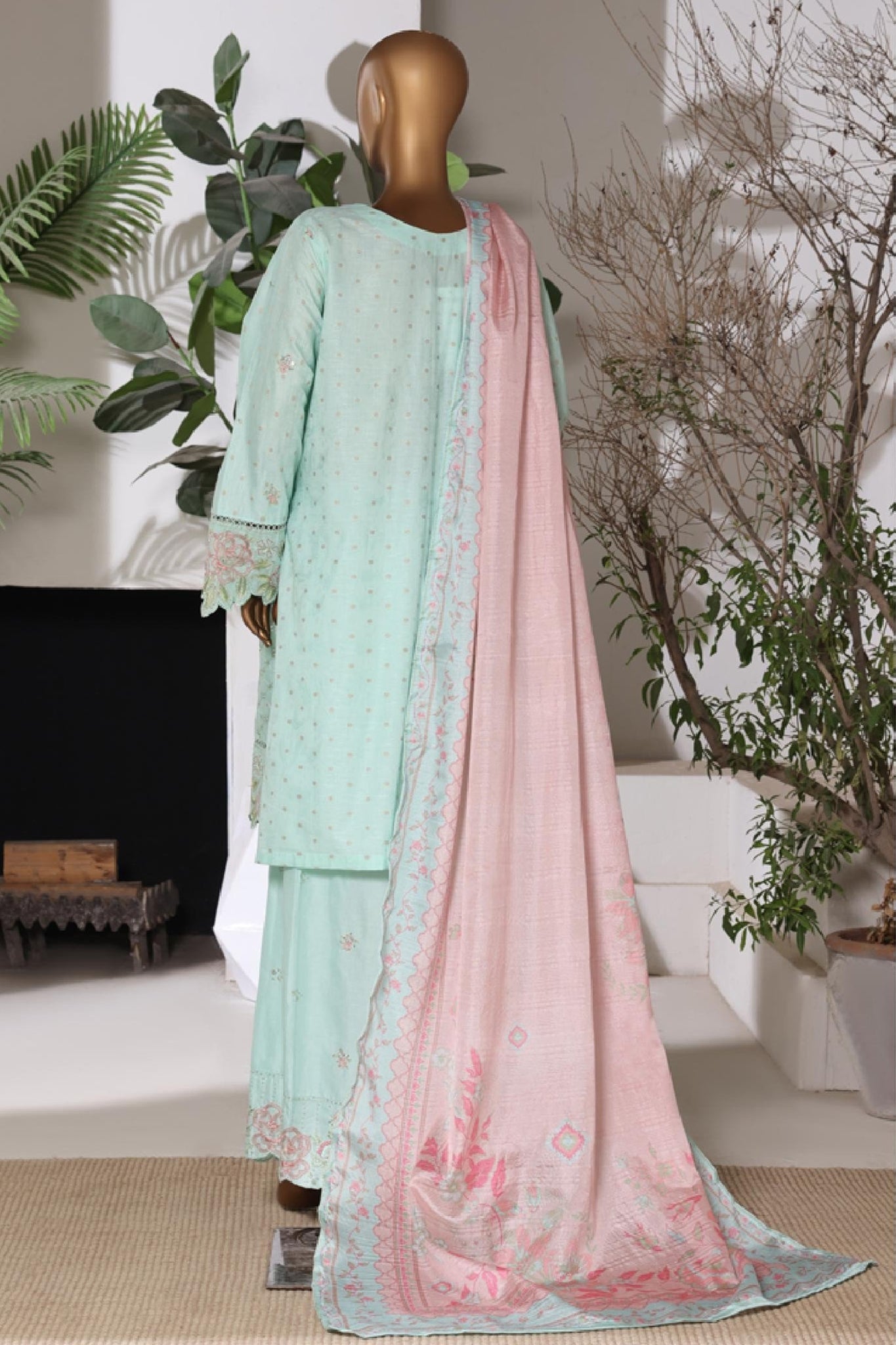 Bin Saeed Luxury Jacquard Lawn Embroidery 3Piece Stitched Collection 2026 D#-02