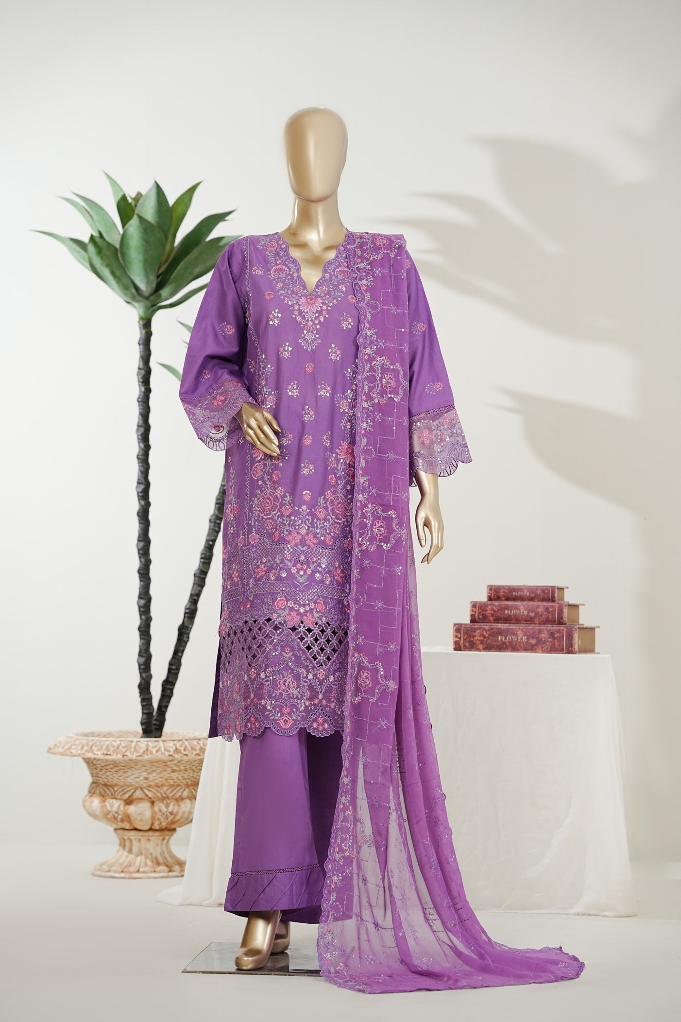 Bin Saeed Luxury Laserkari Heavy Embroidery Festive 3Piece Stitched Collection 2026 D#-04