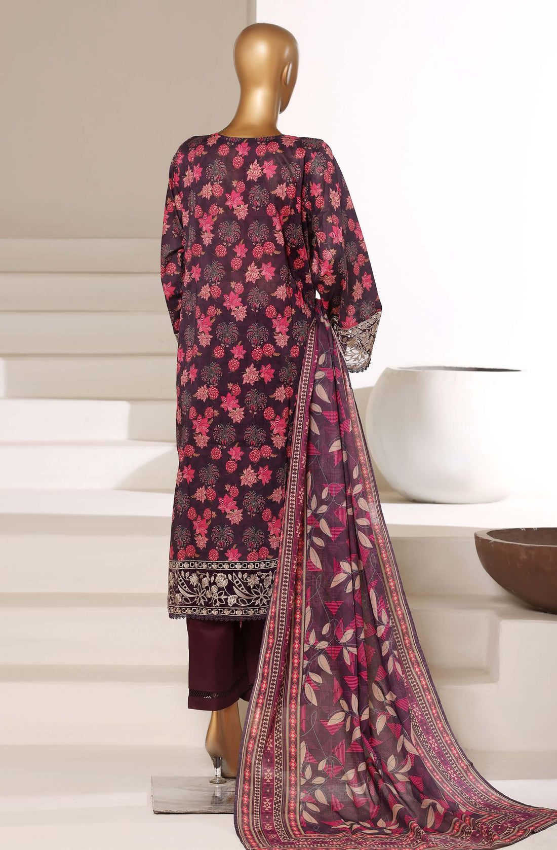 Sadabahar Luxury Signature Lawn Embroidery 3Piece Stitched COLLECTION 2026. D-01