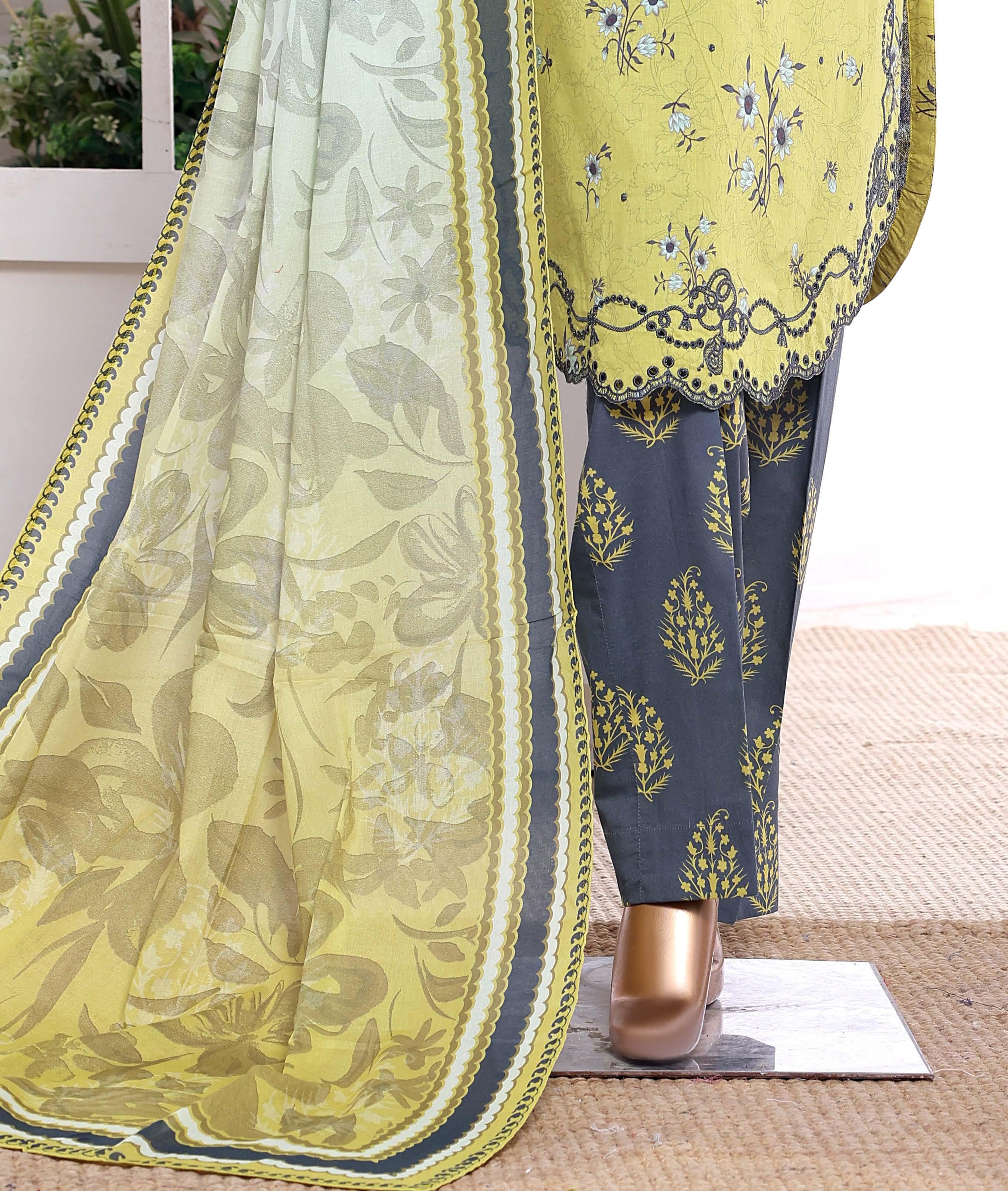 HZ °GULDOZI° Luxury Lawn Embroidery 3Piece Stitched Collection 2026 D#03