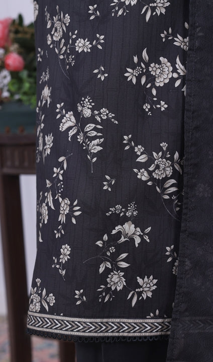 BIN SAEED Printed Cotton 3pcs Stitched Vol-10 3Piece Stitched COLLECTION 2025 D-07 Black
