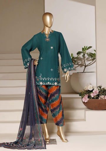 Sadabahar Luxury Eclair Solid  Textured Lawn Embroidery With Digital Printed Chiffon Dupatta With Printed Farshi Shalwar 3Piece Stitched Festive Edition Collection 2026. D#-01