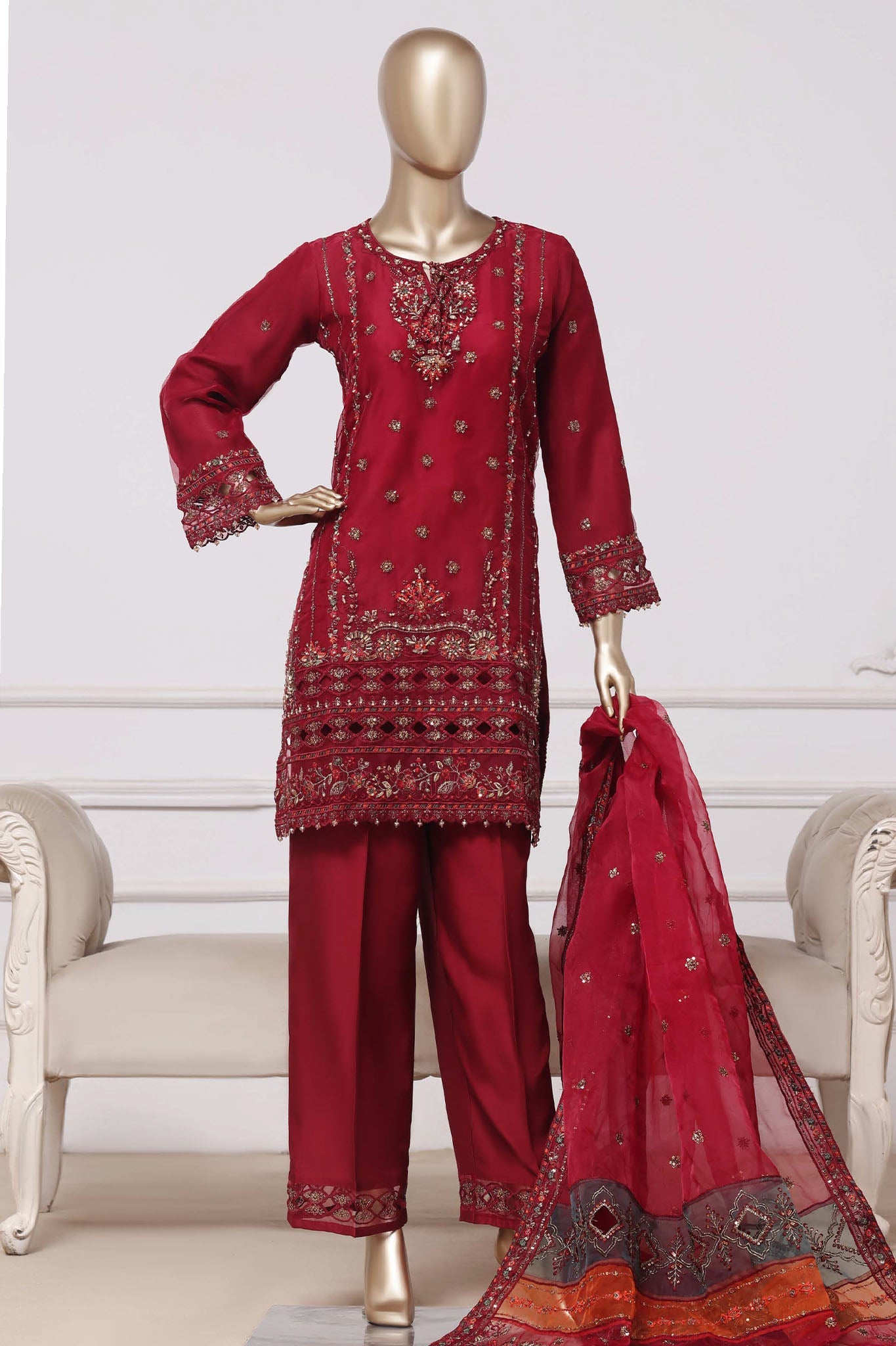 SADABAHAR LUXURY FORMAL FESTIVE °MAHPARA° ORGANZA EMBROIDERED 3PIECE STITCHED Vol-03 COLLECTION 2026 D#-05