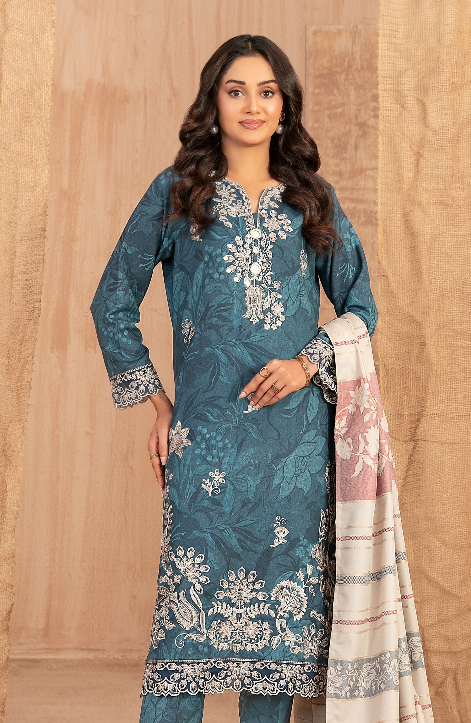 Cassa By Tawakkal Winter Dhanak Embroidery 3Piece Unstitched Collection 2025. D-06