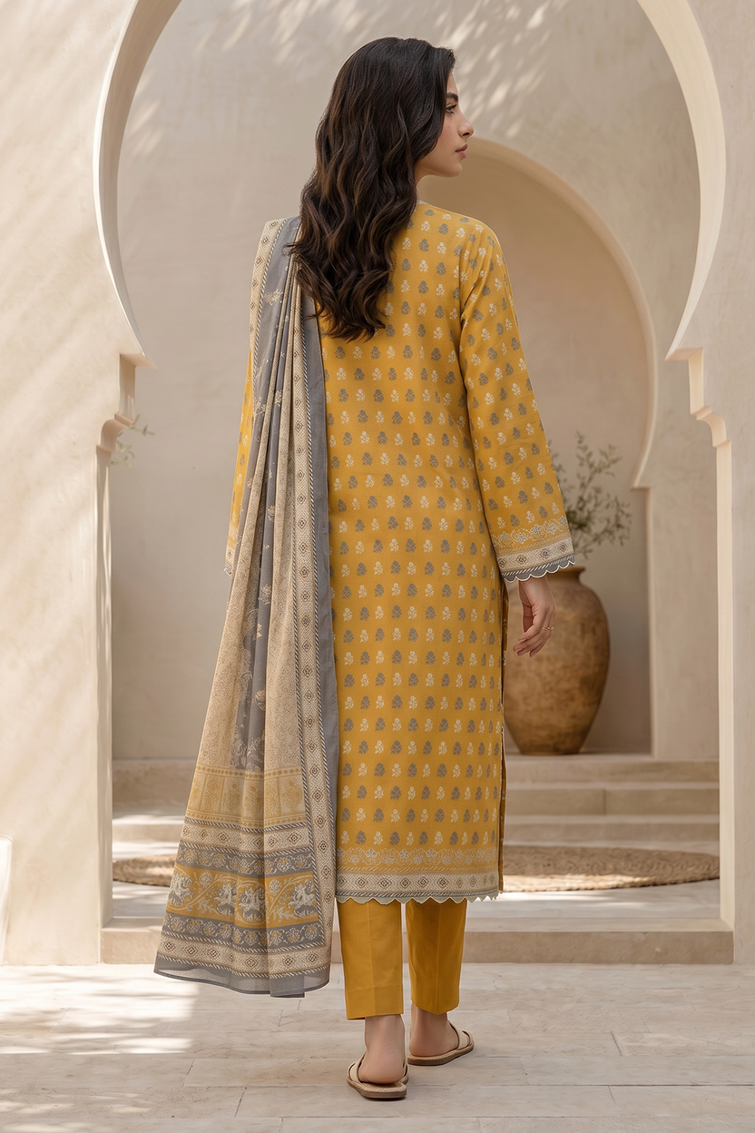 Zellbery Luxury Lawn Printed 3Piece Unstitched Collection 2026 WUS26X38062