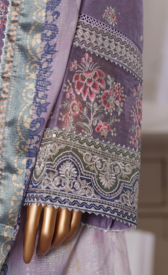Bin Saeed Luxury Lawn Jacquard Fetive Embroidery 3Piece Stitched COLLECTION 2026. D-05