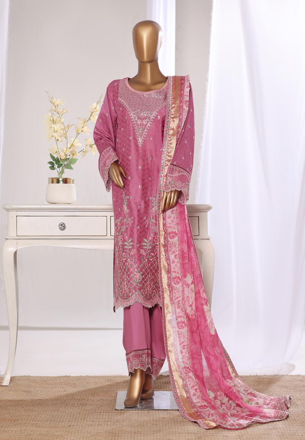 Bin Saeed Luxury Lawn Jacquard Fetive Embroidery 3Piece Stitched COLLECTION 2026. D-08