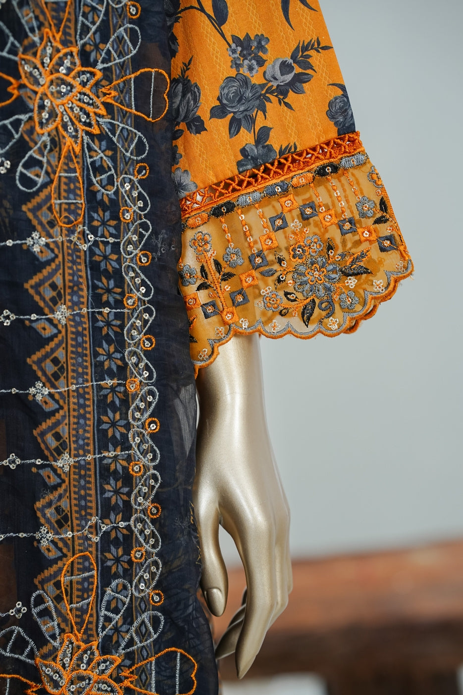 Bin Saeed Luxury Laserkari Chikenkari Lawn With Digital Printed With Embroidery Lawn Dupatta 3Piece Stitched Vol-02 Collection 2026.D#-12