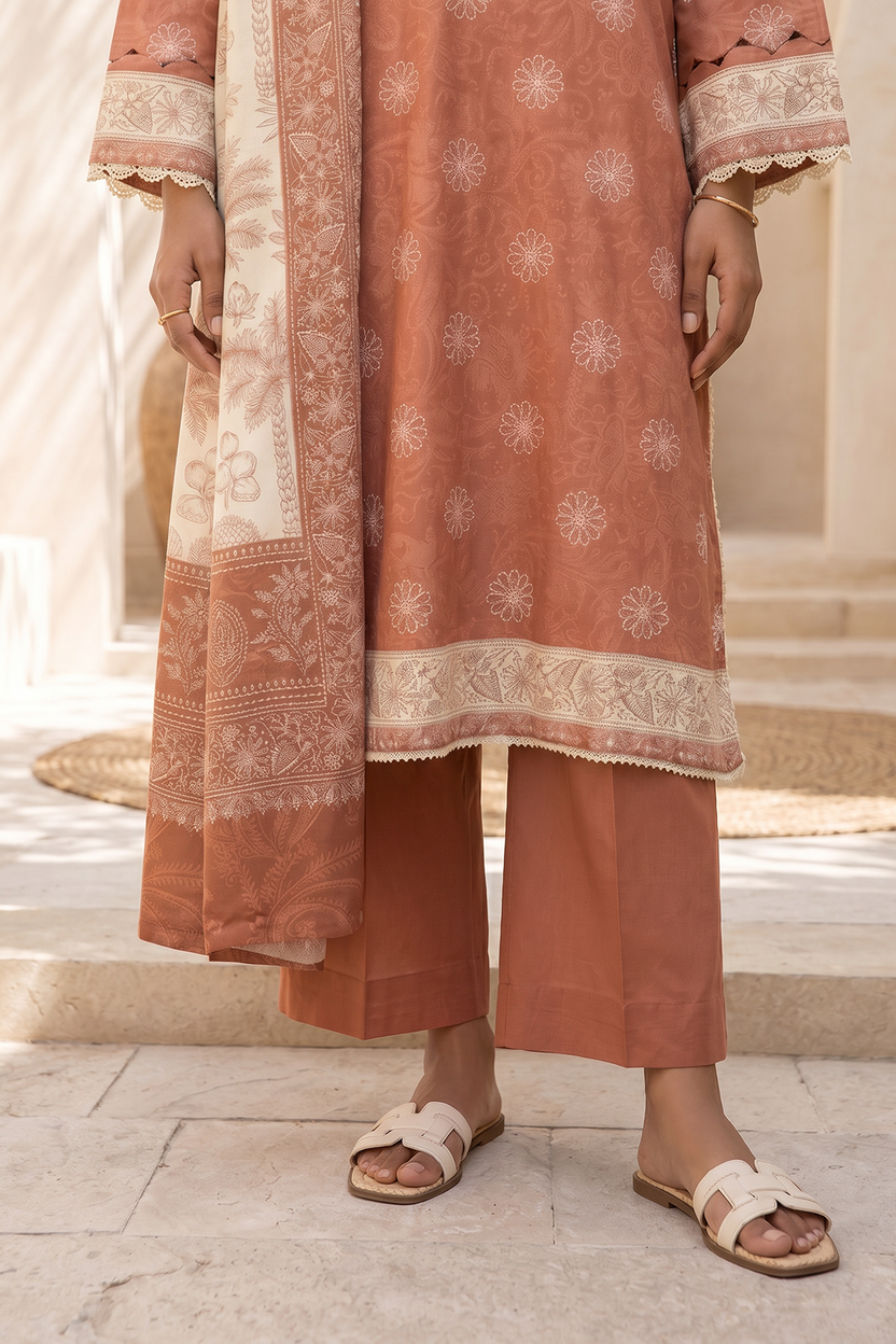 Zellbery Luxury Lawn Printed 3Piece Unstitched Collection 2026 WUS26X38047