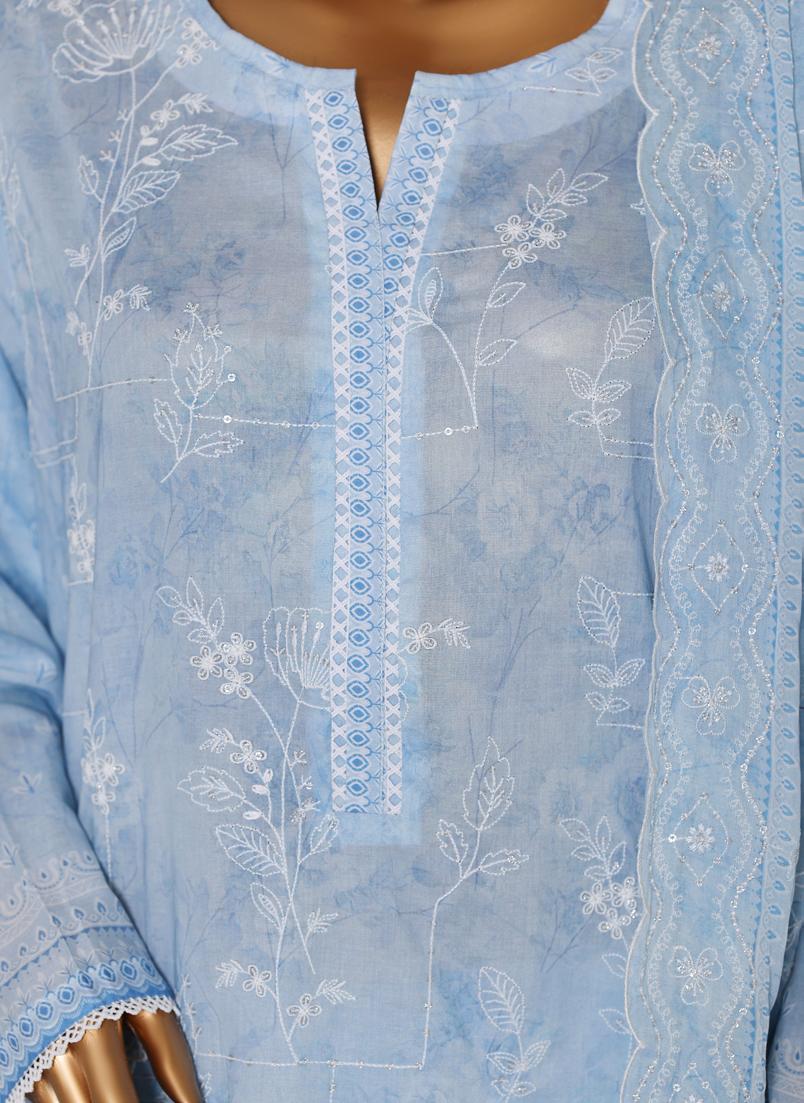 Bin Saeed Luxury Lawn White & White Chickenkari Embroidery 3Piece Stitched COLLECTION 2026. D-04