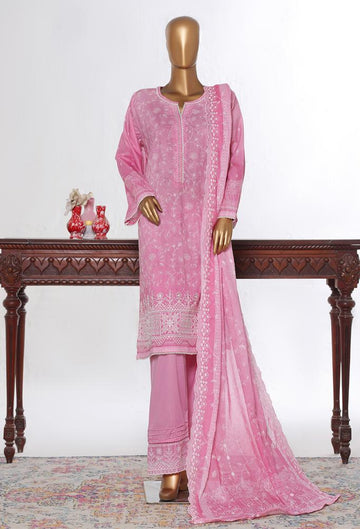 Bin Saeed Luxury Lawn White & White Chickenkari Embroidery 3Piece Stitched COLLECTION 2026. D-17