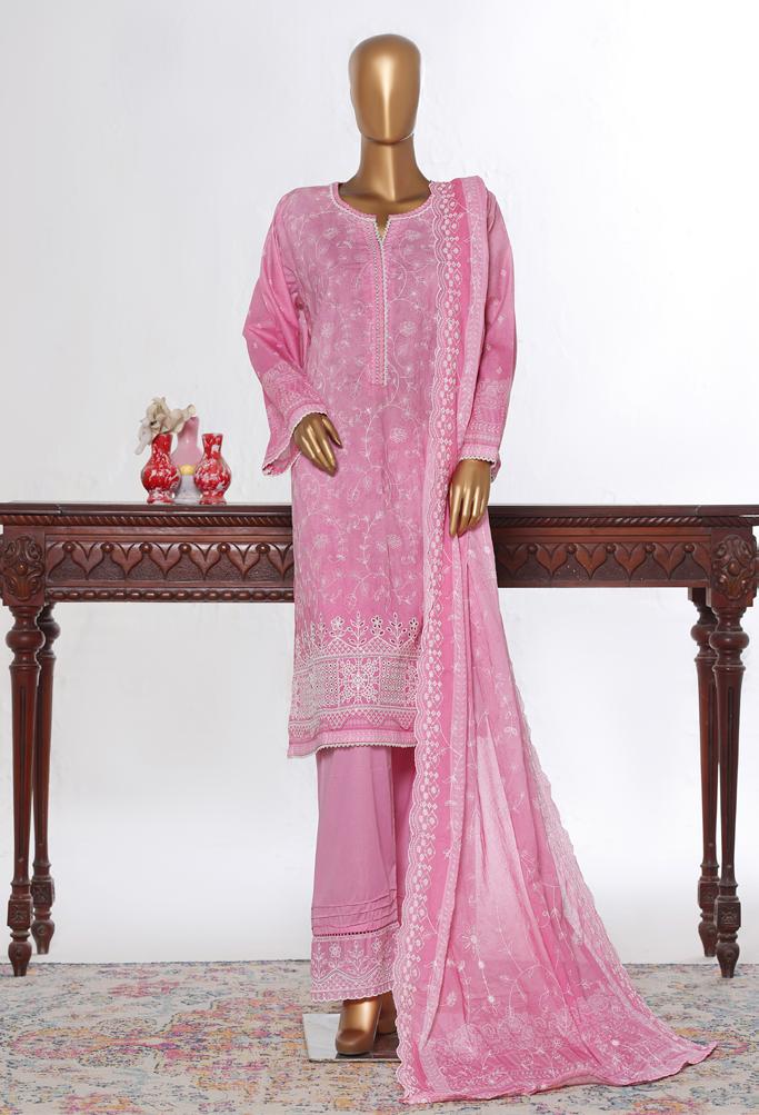 Bin Saeed Luxury Lawn White & White Chickenkari Embroidery 3Piece Stitched COLLECTION 2026. D-17