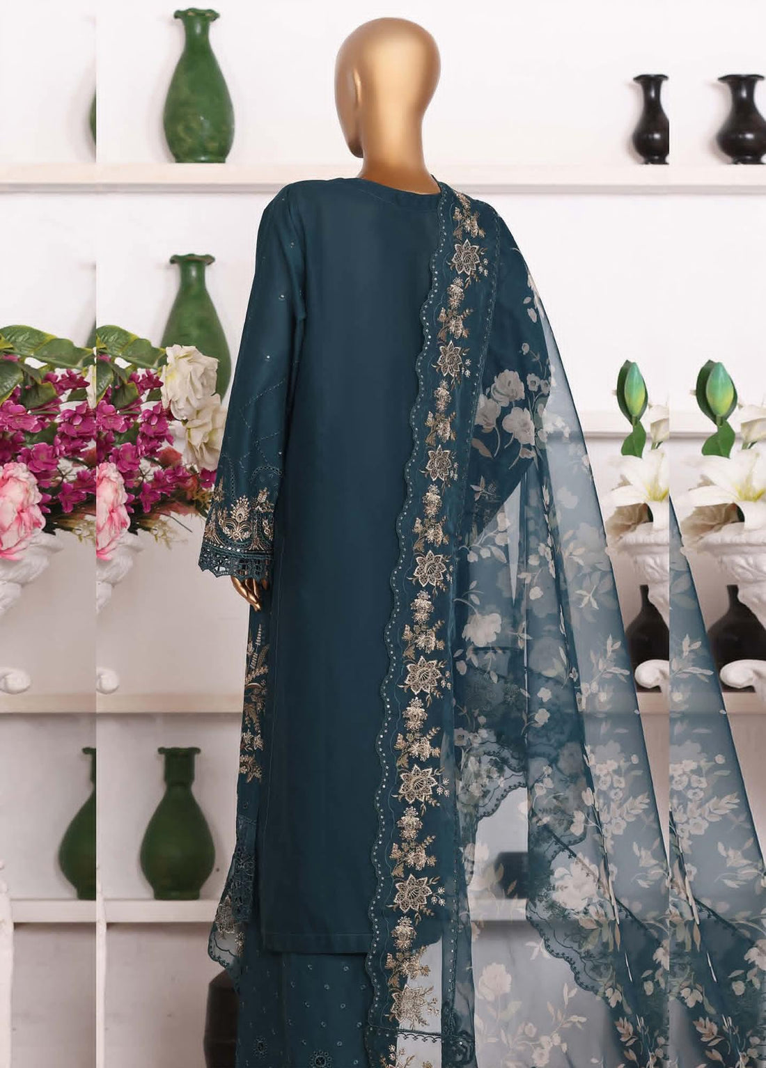 Hz Muse Luxury Heavy Embroidery Festive 3Piece Stitched Collection 2026 D#-01