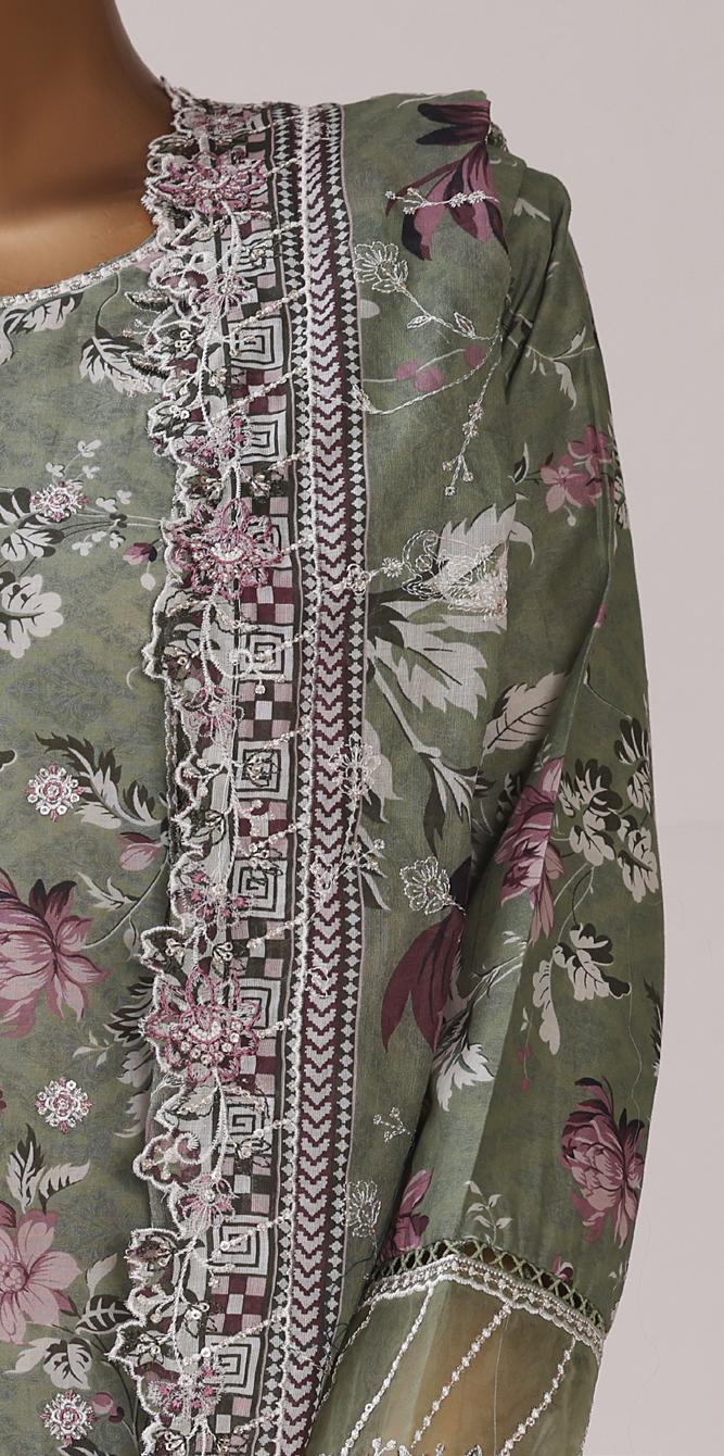 Bin Saeed Luxury Stitched Lawn Embroidery With Dupatta Embroidery 3Piece Stitched COLLECTION 2026. D-04
