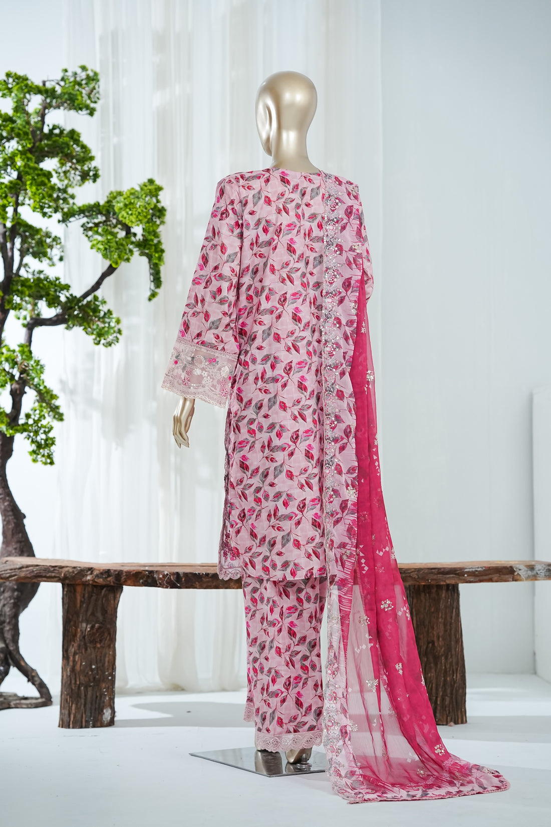 Bin Saeed Luxury Laserkari Chikenkari Lawn With Digital Printed With Embroidery Lawn Dupatta 3Piece Stitched Vol-02 Collection 2026. D#-14