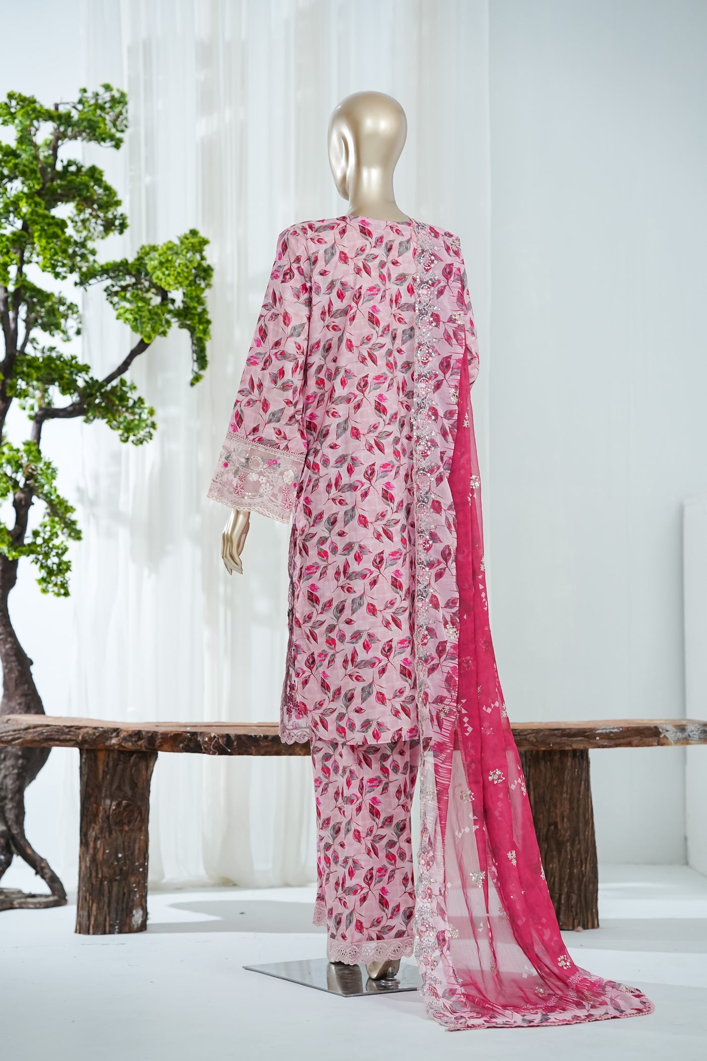 Bin Saeed Luxury Laserkari Chikenkari Lawn With Digital Printed With Embroidery Lawn Dupatta 3Piece Stitched Vol-02 Collection 2026. D#-14