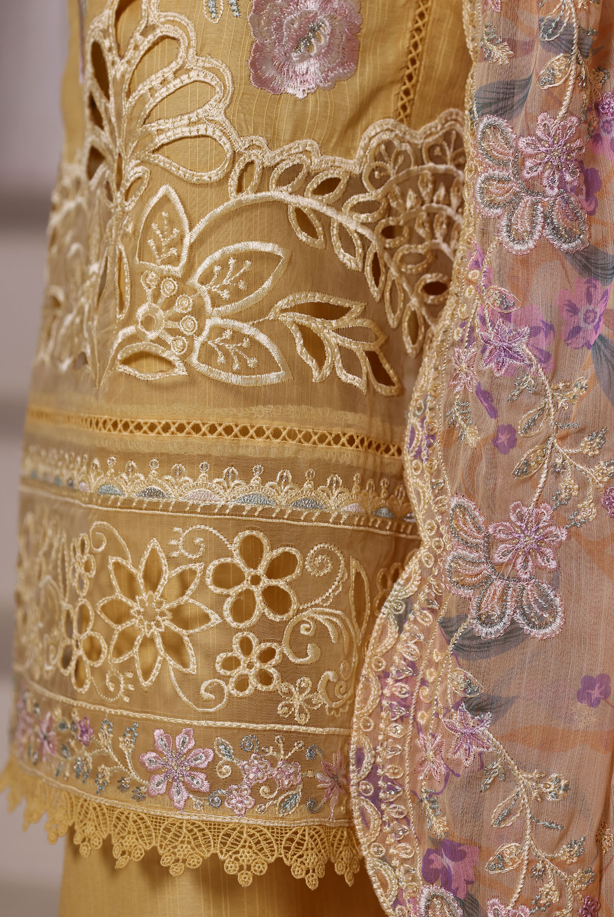 Sadabahar Luxury Viscous Embroidery With Chiffon Embroidery Dupatta Stitched Vol-01 Collection 2025. LEV-04 Lemon