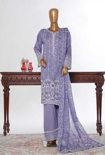 Bin Saeed Luxury Lawn White & White Chickenkari Embroidery 3Piece Stitched COLLECTION 2026. D-01