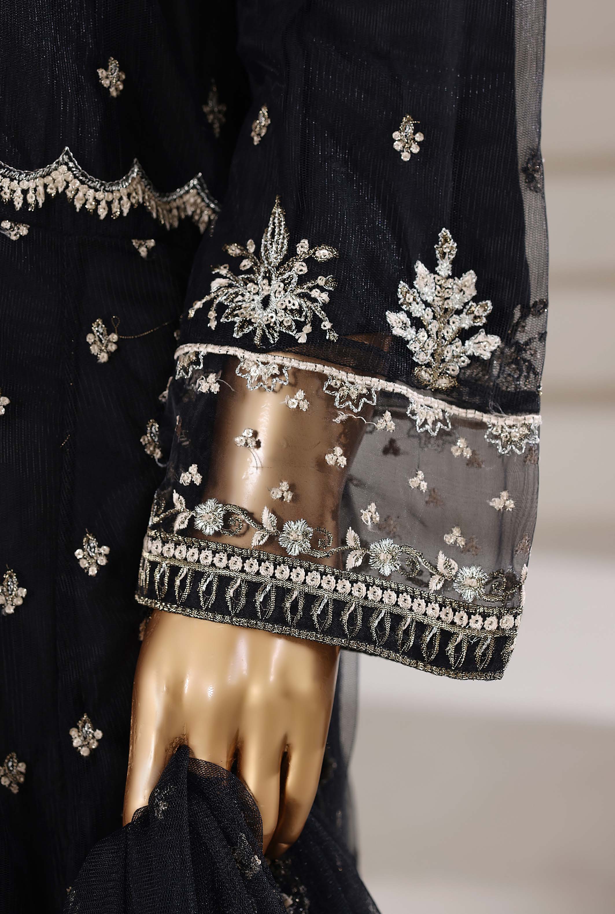 Mahpara By Sadabahar Handwork Embroidered Net Stitched 3 Piece Frock - D-03 - SB25MFF - Black- Festive Collection 2025