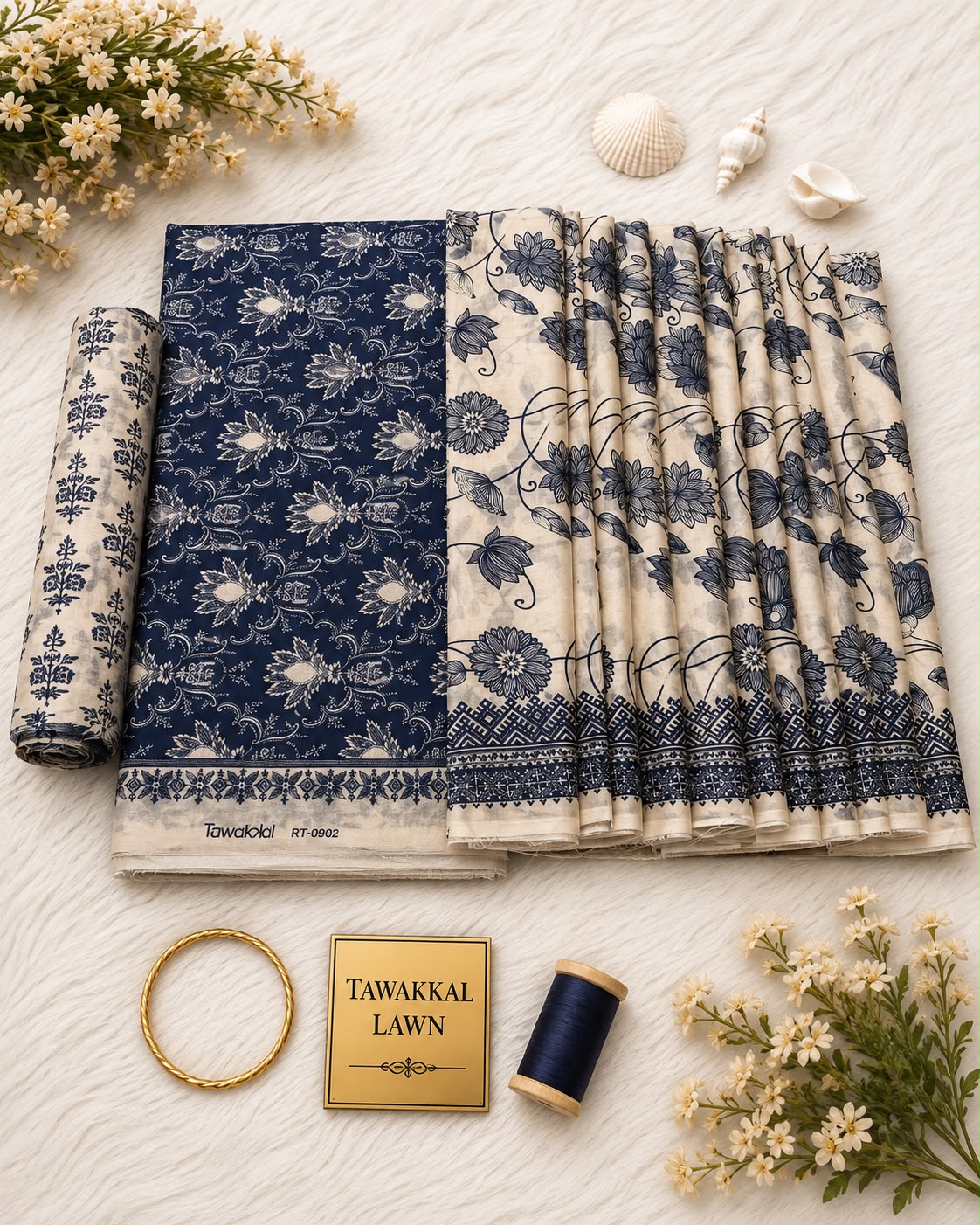 Tawakkal Luxury Lawn  Digital Printed 3Piece Unstitched_ COLLECTION 2026 D#-01