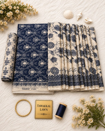 Tawakkal Luxury Lawn  Digital Printed 3Piece Unstitched_ COLLECTION 2026 D#-01