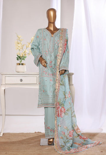 Bin Saeed Luxury Lawn Jacquard Fetive Embroidery 3Piece Stitched COLLECTION 2026. D-09