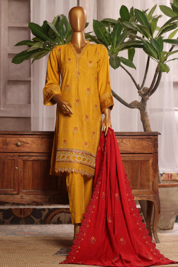 Bin Saeed Luxury Embroidery Dhank 3Piece Stitched Collection 2025 D#-02
