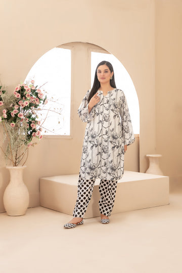 Tawakkal Dilfa 2Piece Stitched Schiffli Embroidery Swiss With Khussa Collection 2026. D-07